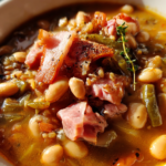 restaurant style ham and bean soup with smoky broth