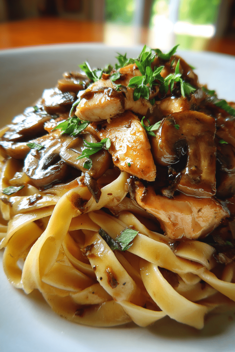 restaurant style valentine chicken marsala pasta in red wine sauce