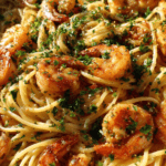 restaurant style valentine shrimp scampi pasta with garlic butter