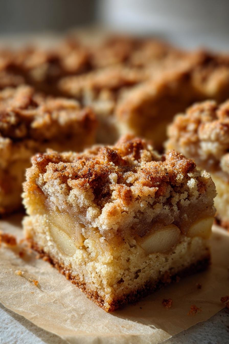 sheet pan cardamom pear crumb cake squares buttery