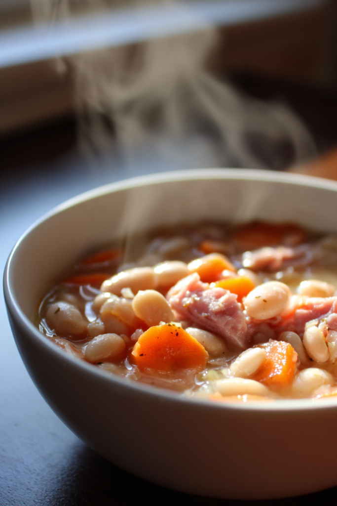 slow cooker ham and white bean soup with carrots