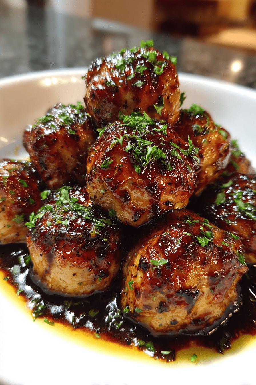slow cooker valentine balsamic turkey meatballs with herbs