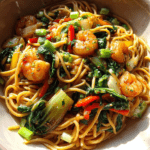 takeout style valentine shrimp lo mein with ginger garlic