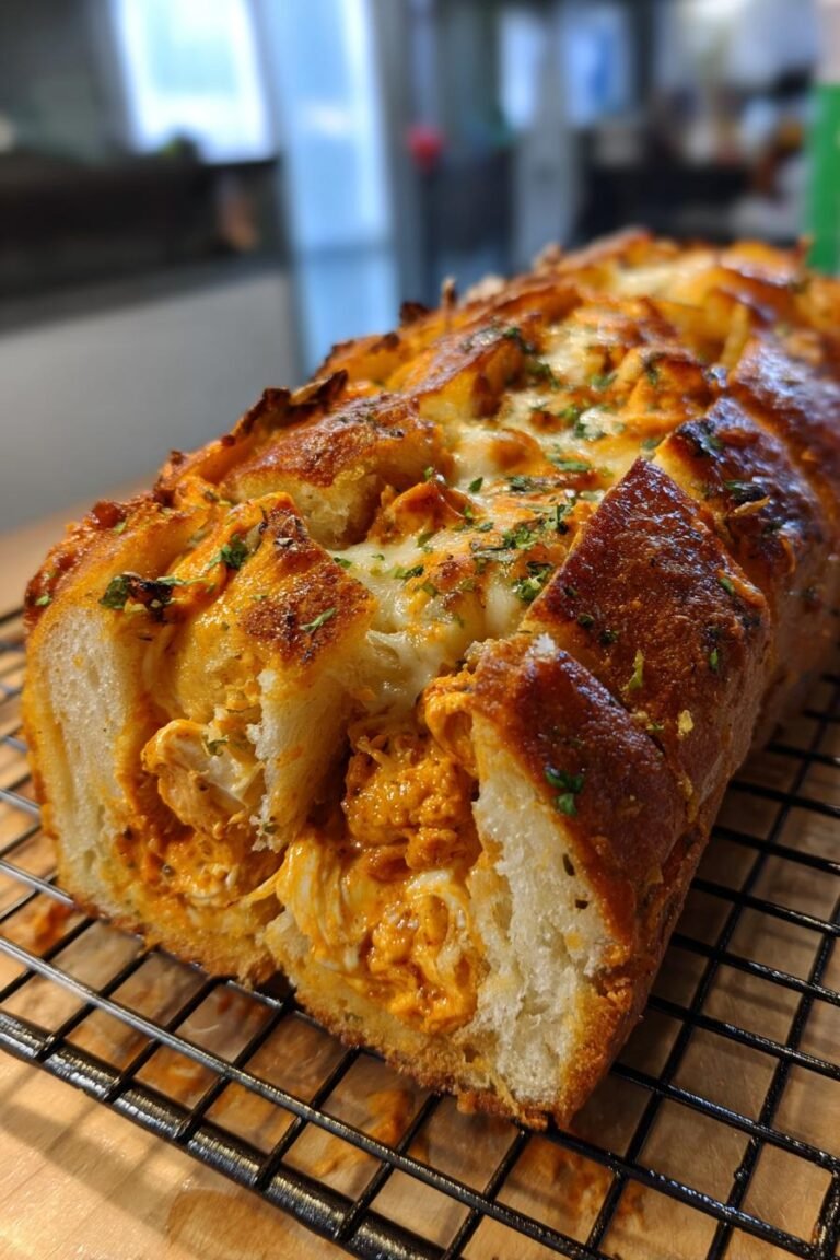 Buffalo Chicken Stuffed Garlic Bread