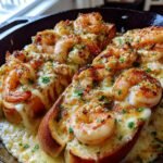 Cajun Shrimp Alfredo Garlic Bread Boats