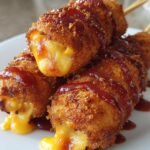 Cheesy Korean Corn Dogs with Flamin’ Hot Crust