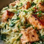 Creamy Tuscan Salmon Orzo