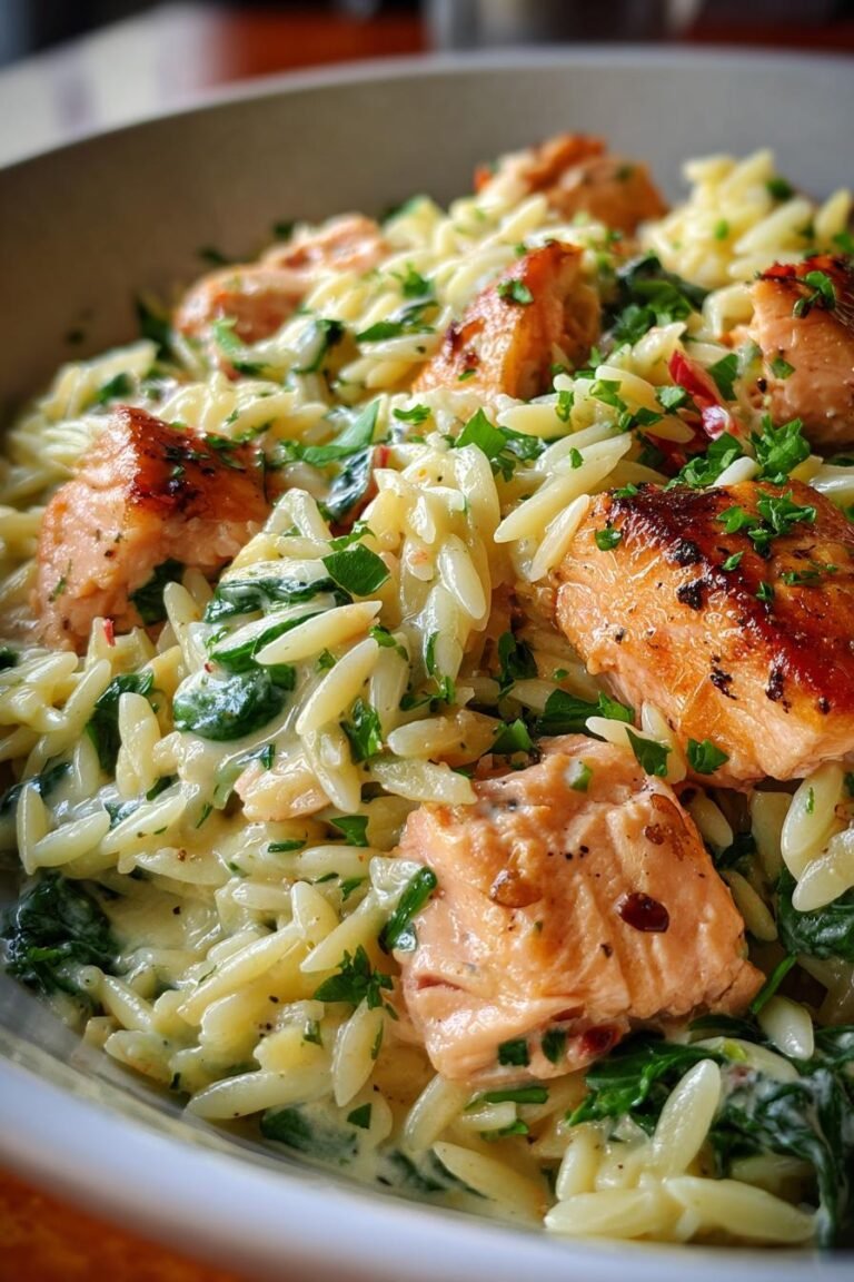 Creamy Tuscan Salmon Orzo