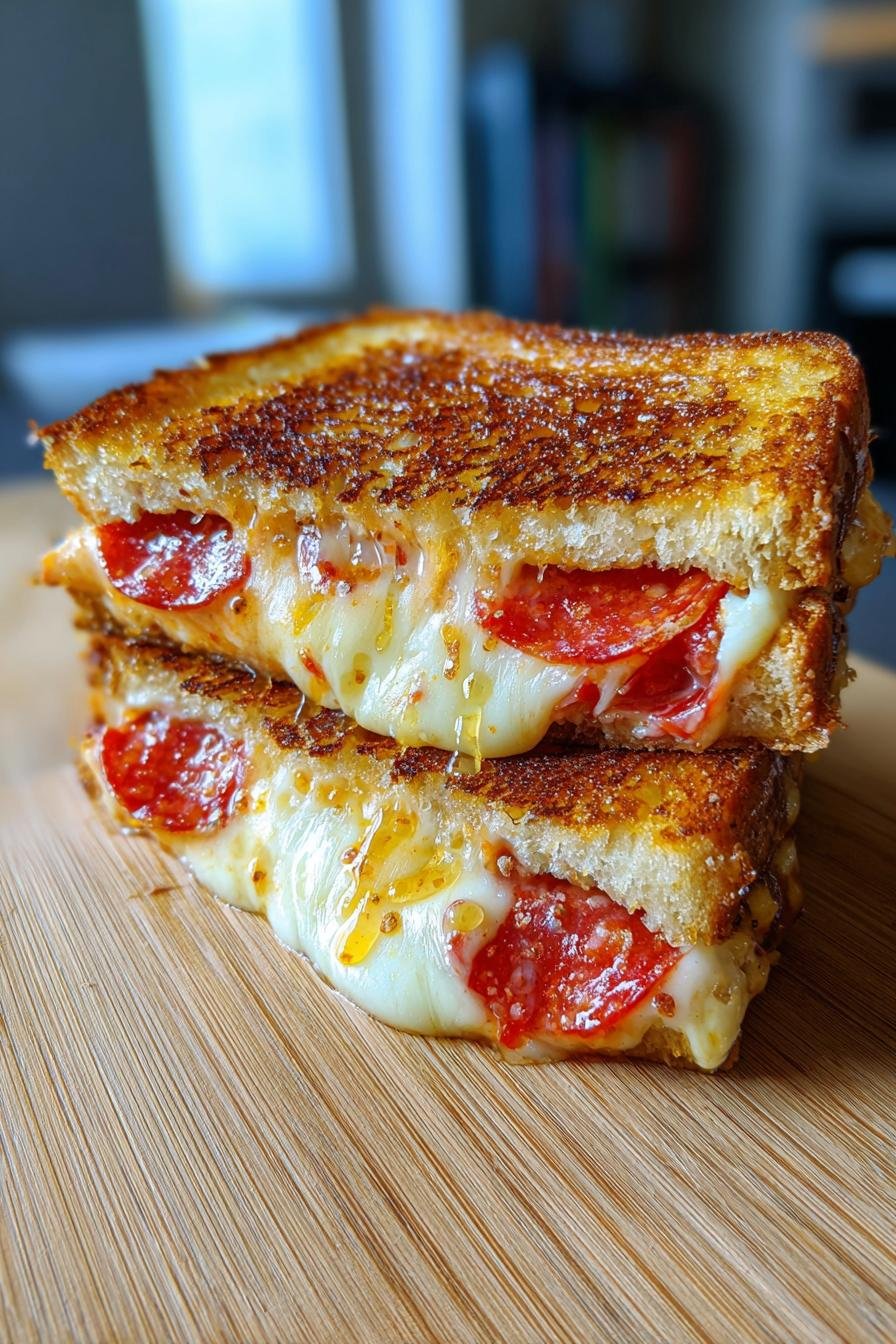 Hot Honey Pepperoni Pizza Grilled Cheese