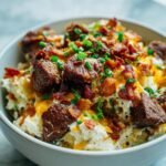 Loaded Baked Potato Steak Bites Bowl