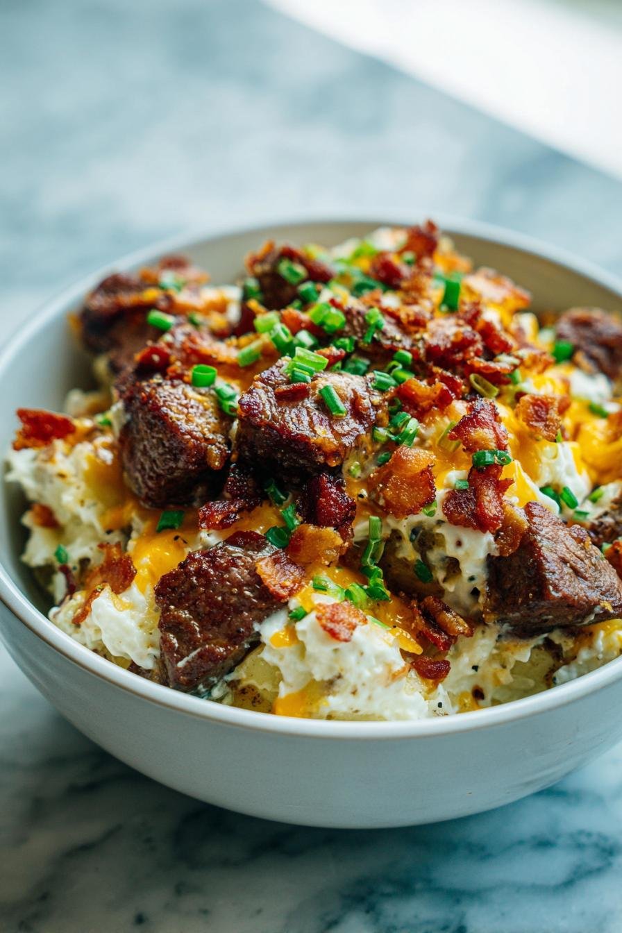 Loaded Baked Potato Steak Bites Bowl