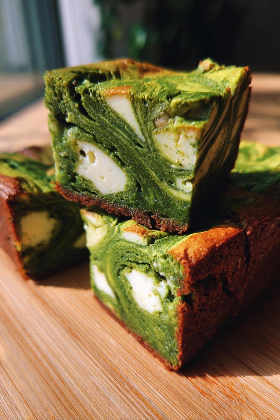 Matcha White Chocolate Mochi Brownies
