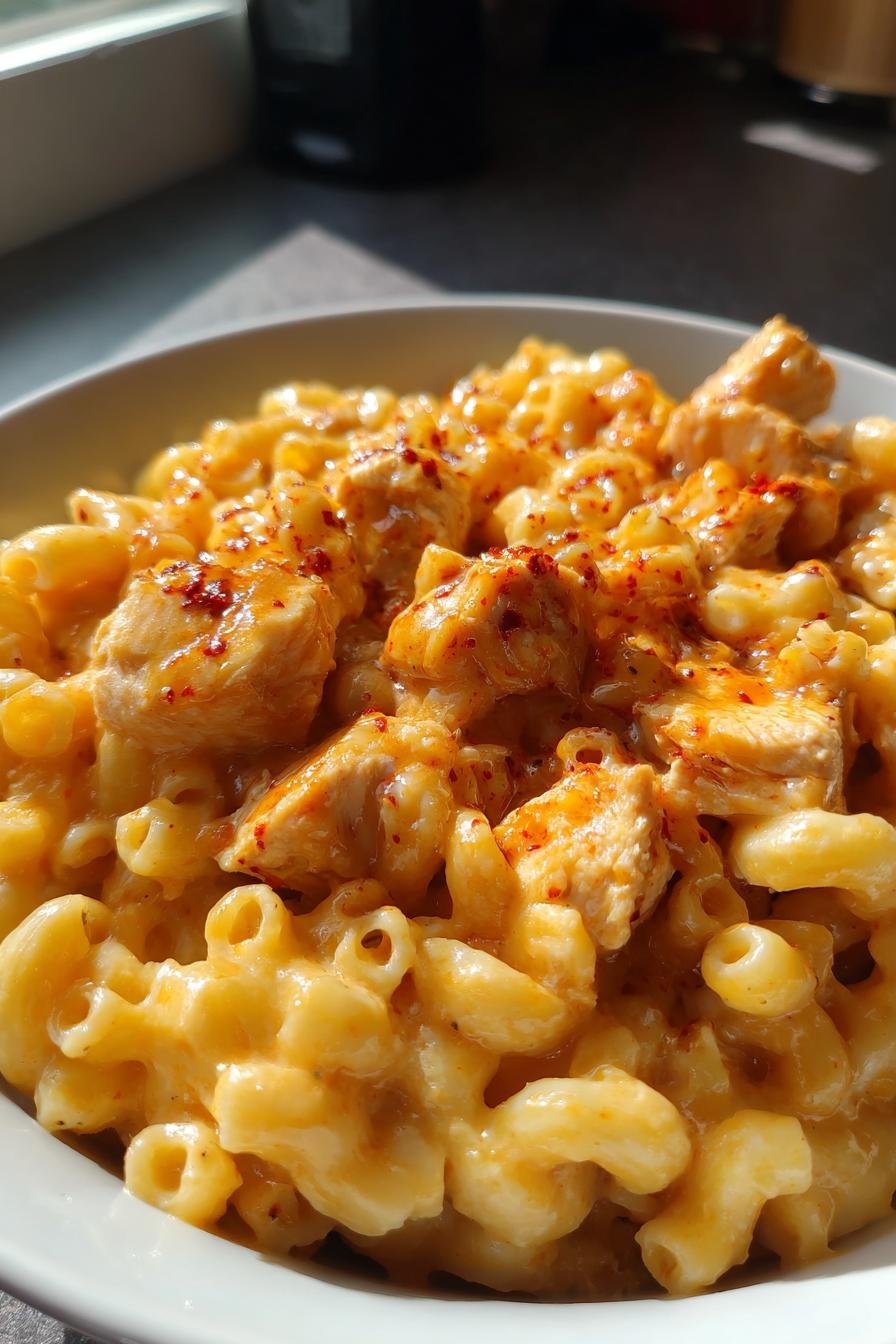 Spicy Honey BBQ Chicken Mac and Cheese