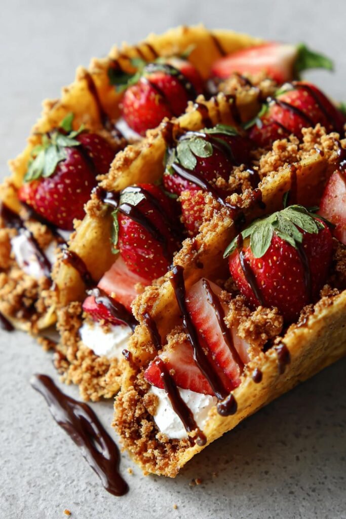 Strawberry Cheesecake Crunch Tacos